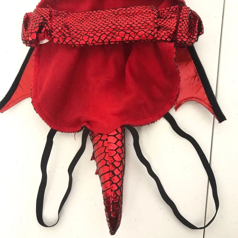 Thrills and Chills Dog Halloween Costume Red Metallic Dragon Outfit Size Small